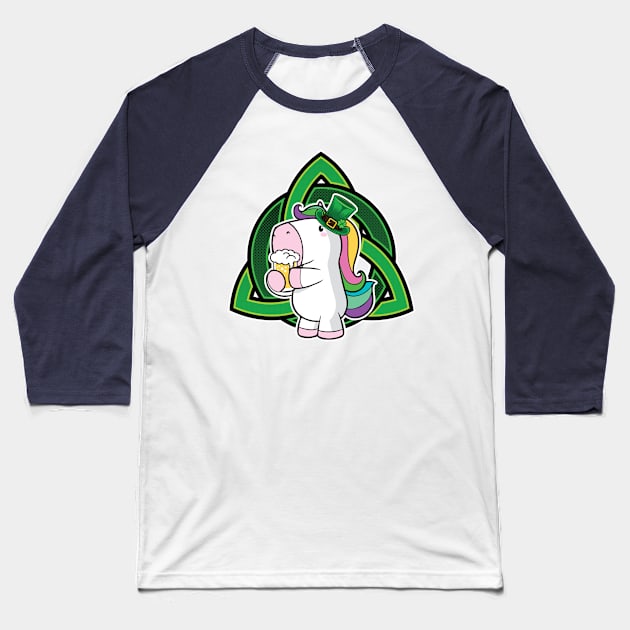 St Patrick's Day Beer Irish Unicorn Baseball T-Shirt by Shadowisper